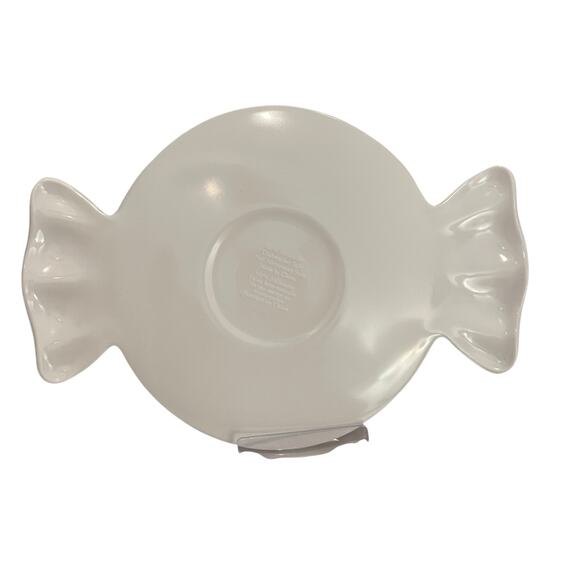 Peppermint Candy Shaped Christmas Melamine Appetizer Plate Set 4 Red White New - Picture 12 of 13